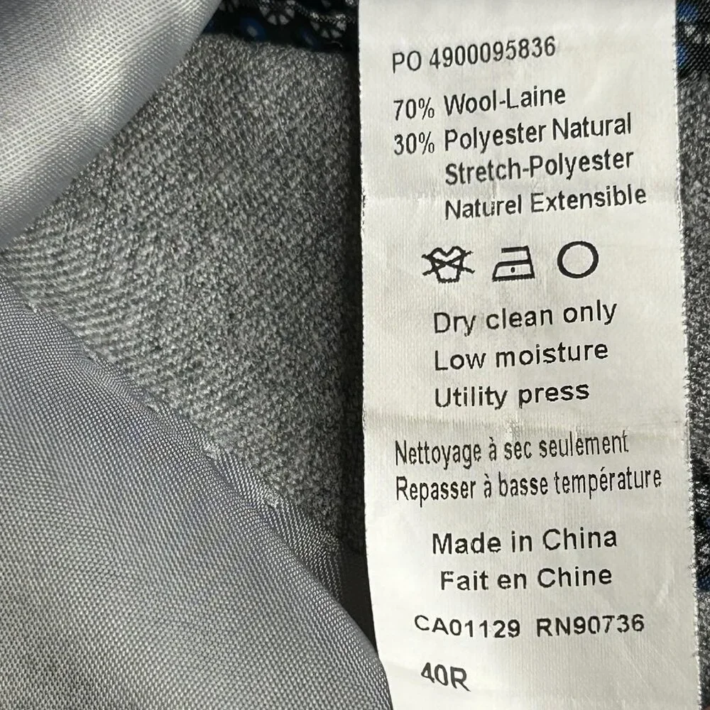 Lauren Ralph Lauren Blazer Mens 40R Gray Wool Blend Two Button Sport Coat